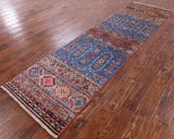 Blue Khorjin Persian Gabbeh Handmade Wool Runner Rug - 2' 6" X 9' 9" - Golden Nile