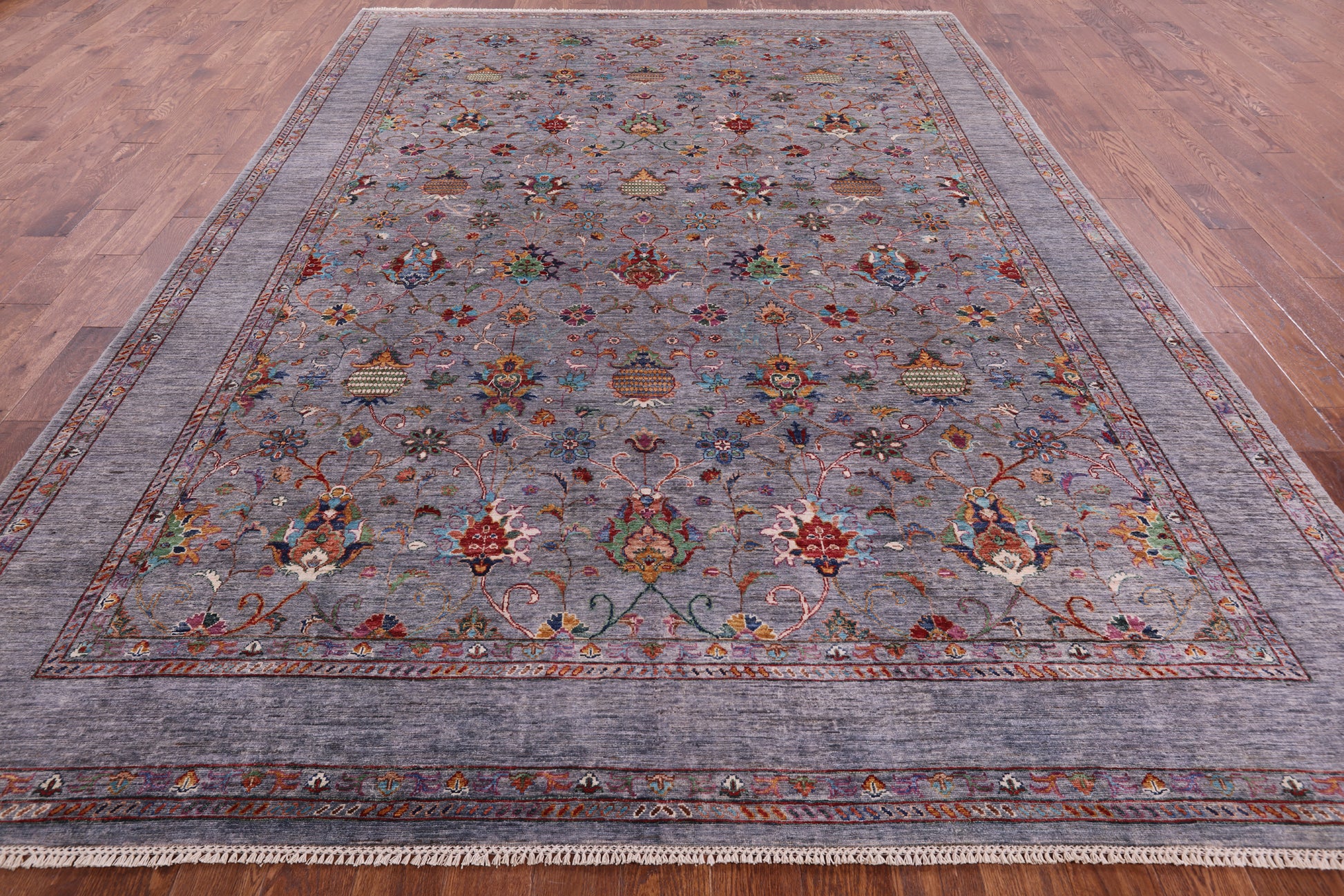 Grey Peshawar Handmade Wool Rug - 8' 9" X 12' 2" - Golden Nile