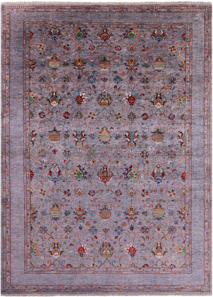 Grey Peshawar Handmade Wool Rug - 8' 9" X 12' 2" - Golden Nile