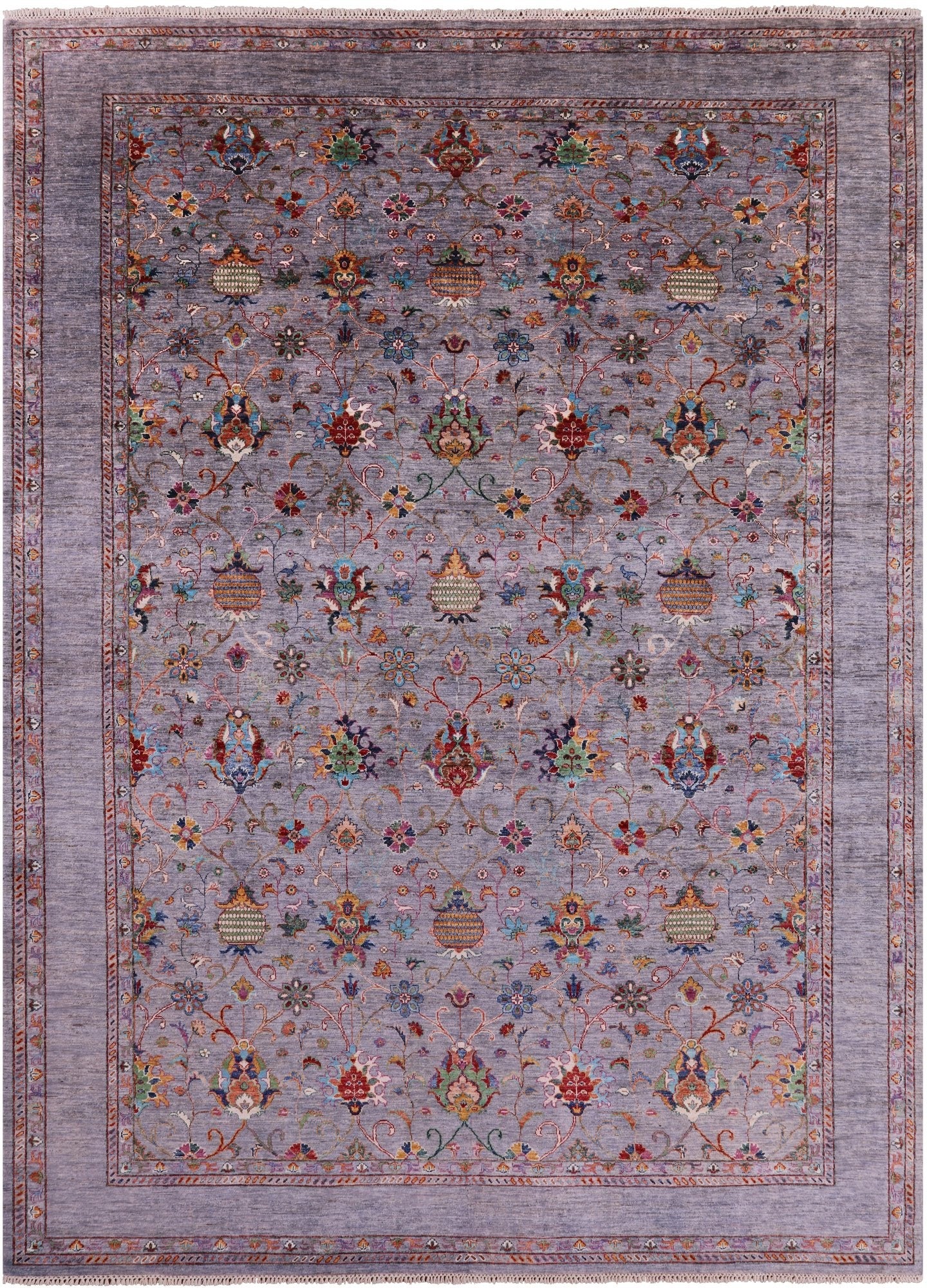 Grey Peshawar Handmade Wool Rug - 8' 9" X 12' 2" - Golden Nile