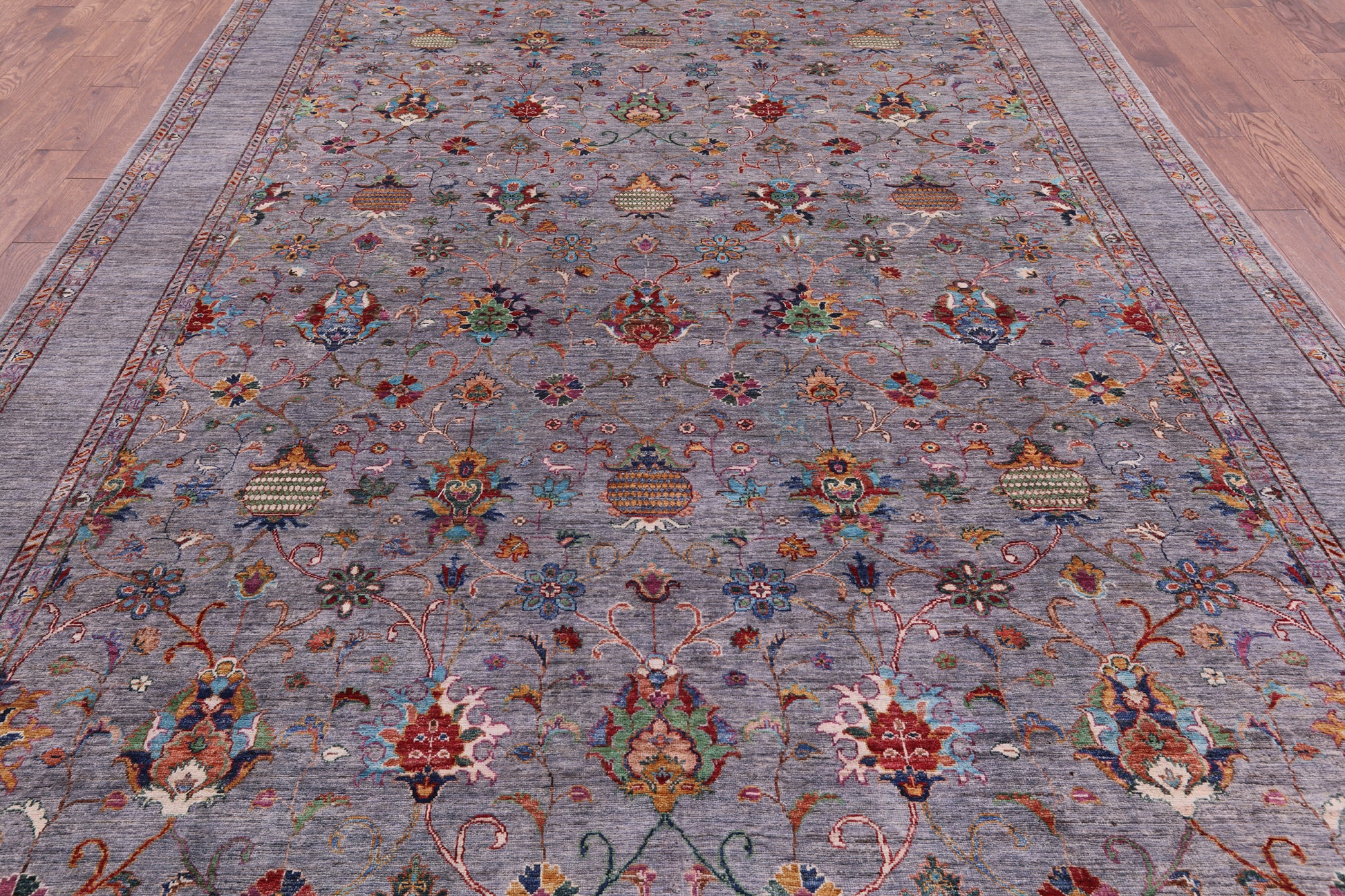 Grey Peshawar Handmade Wool Rug - 8' 9" X 12' 2" - Golden Nile