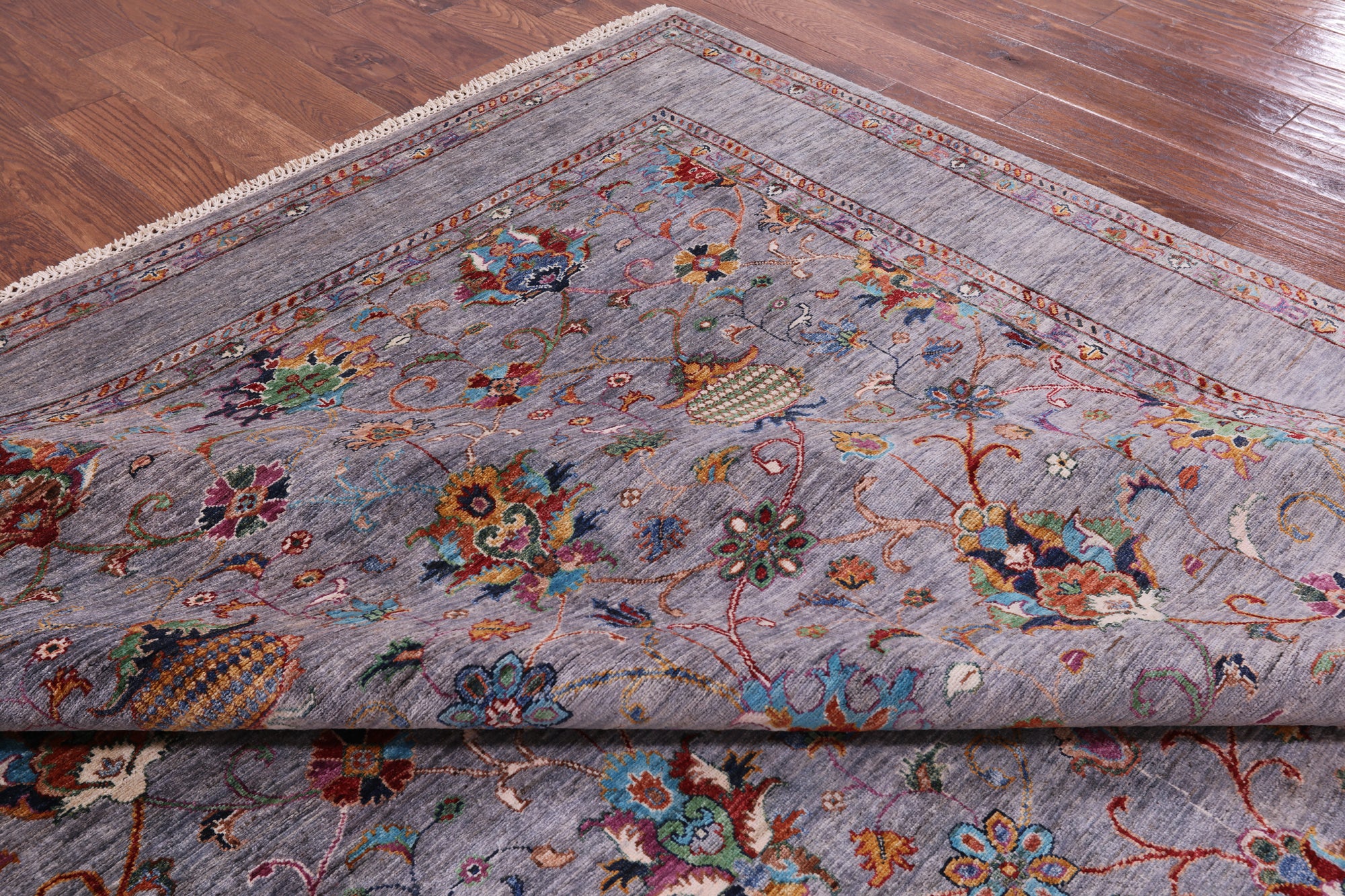 Grey Peshawar Handmade Wool Rug - 8' 9" X 12' 2" - Golden Nile