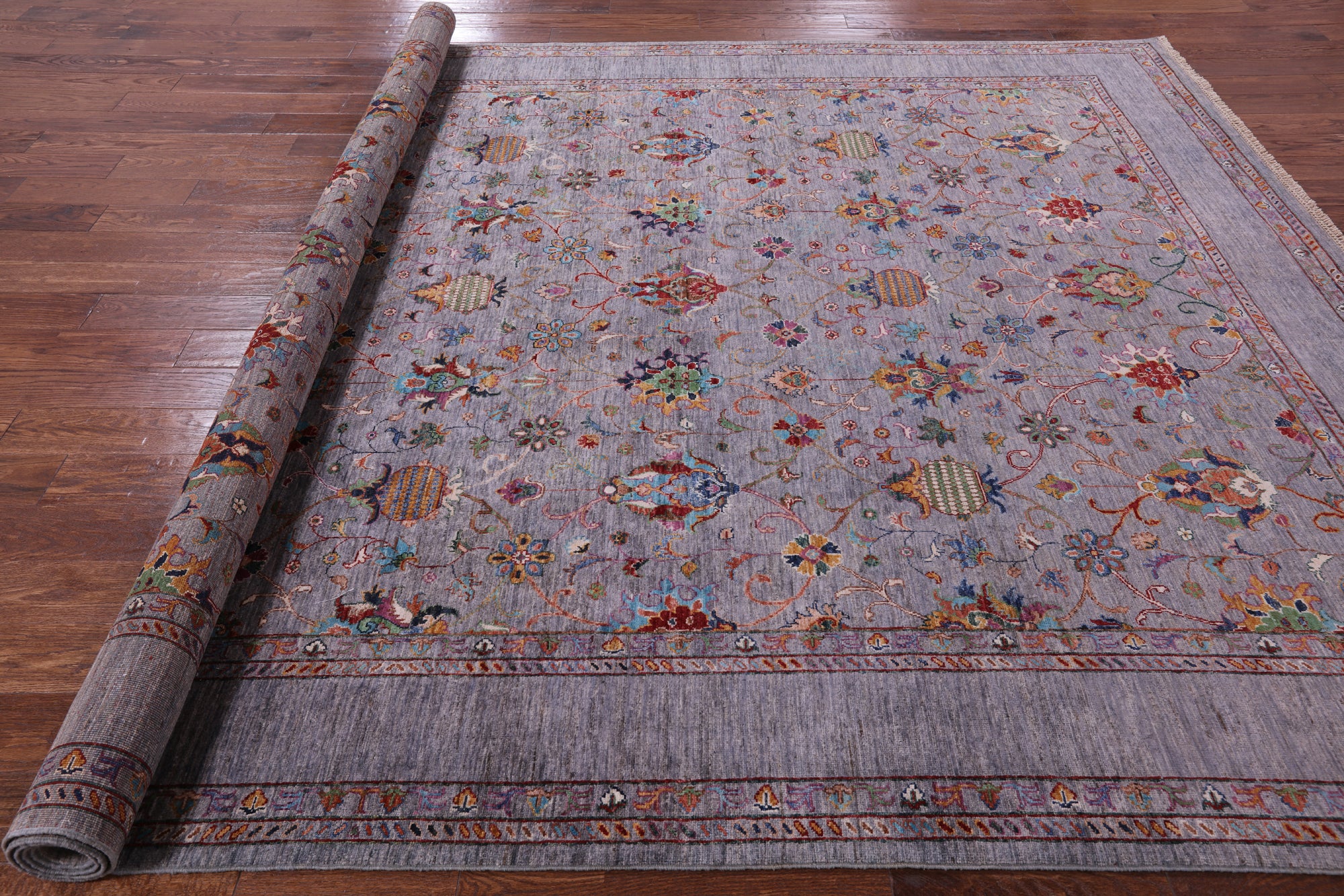 Grey Peshawar Handmade Wool Rug - 8' 9" X 12' 2" - Golden Nile