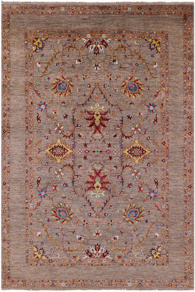 Peshawar Hand Knotted Wool Rug - 6' 9" X 9' 11" - Golden Nile