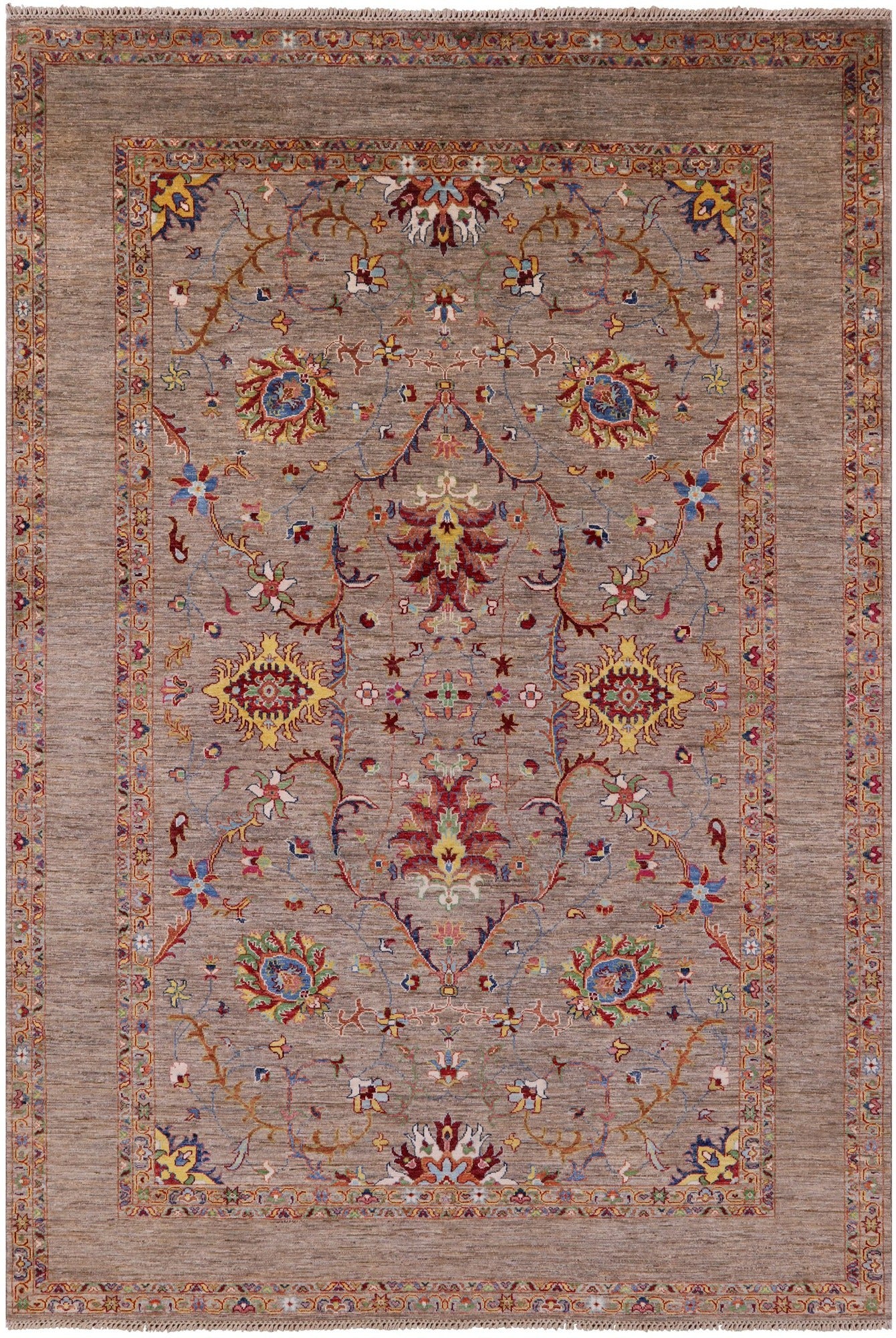 Peshawar Hand Knotted Wool Rug - 6' 9" X 9' 11" - Golden Nile