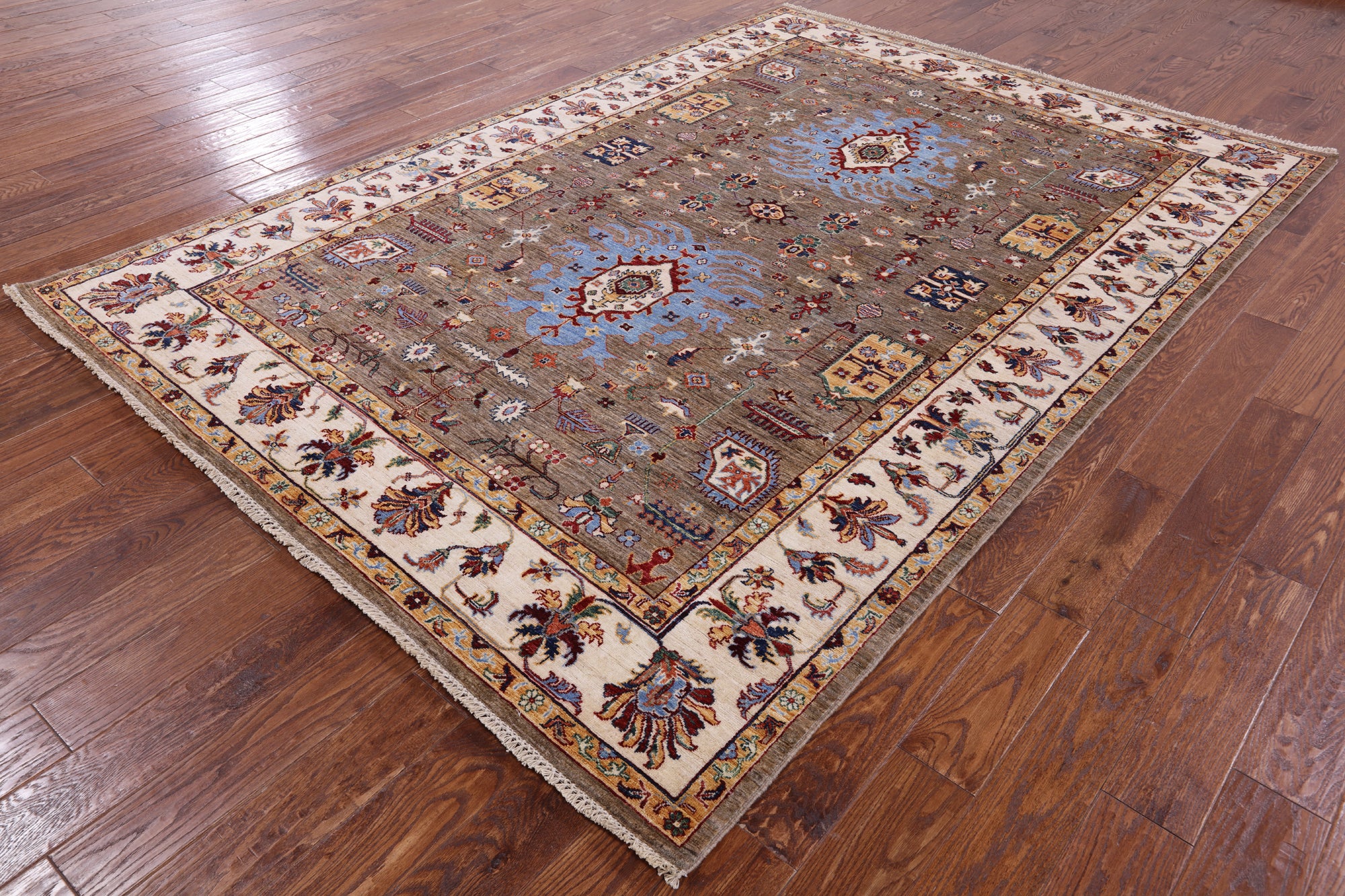 Peshawar Handmade Wool Rug - 6' 10" X 9' 9" - Golden Nile