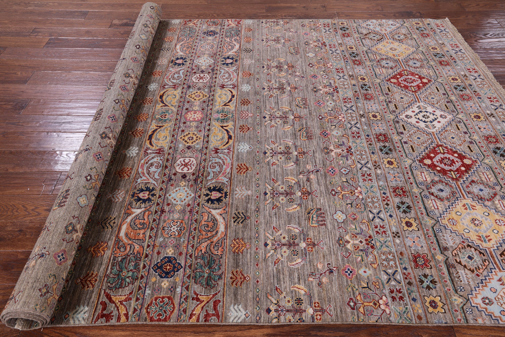 Khorjin Persian Gabbeh Handmade Wool Rug - 6' 8" X 9' 10" - Golden Nile