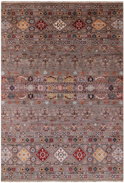 Khorjin Persian Gabbeh Handmade Wool Rug - 6' 8" X 9' 10" - Golden Nile