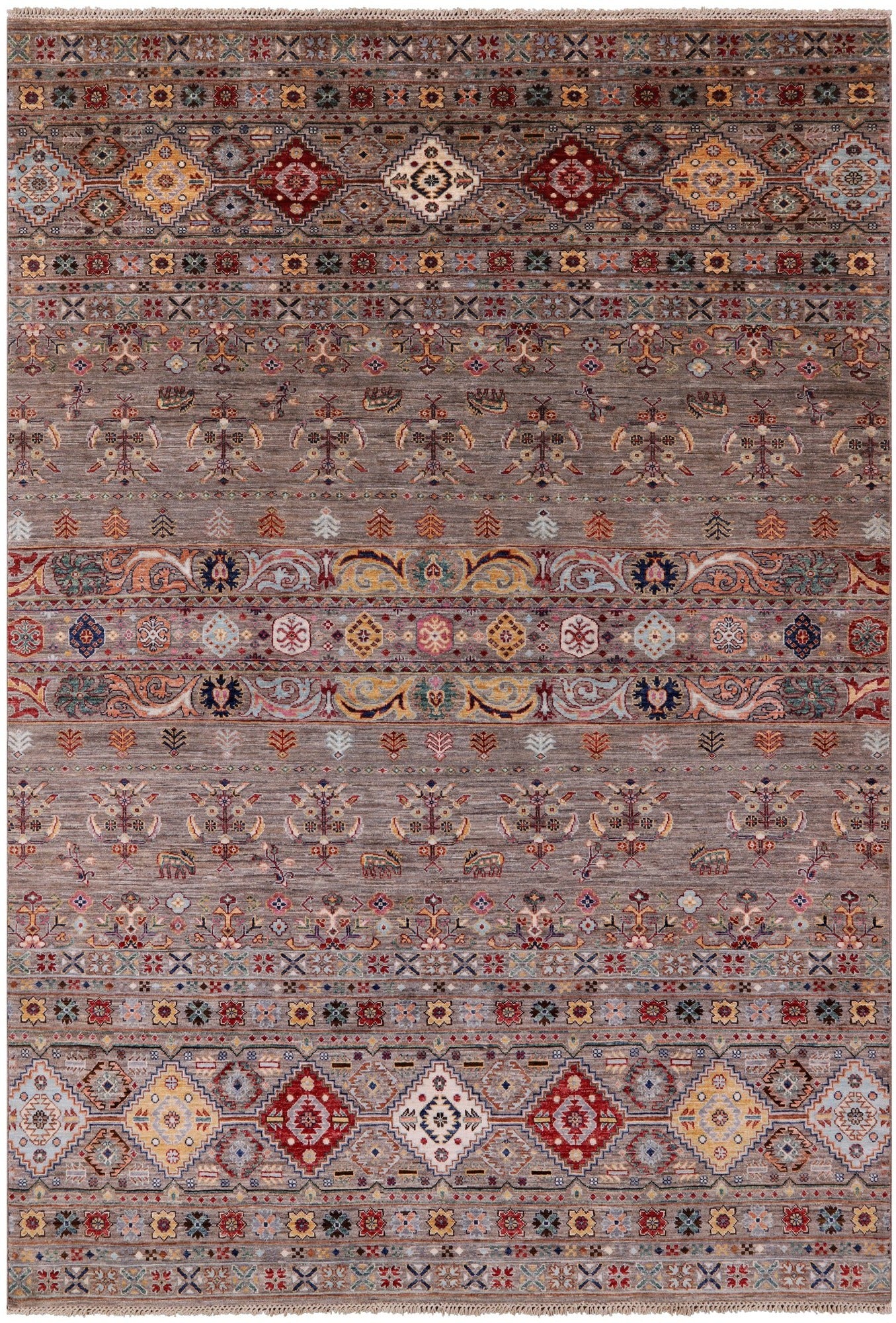 Khorjin Persian Gabbeh Handmade Wool Rug - 6' 8" X 9' 10" - Golden Nile