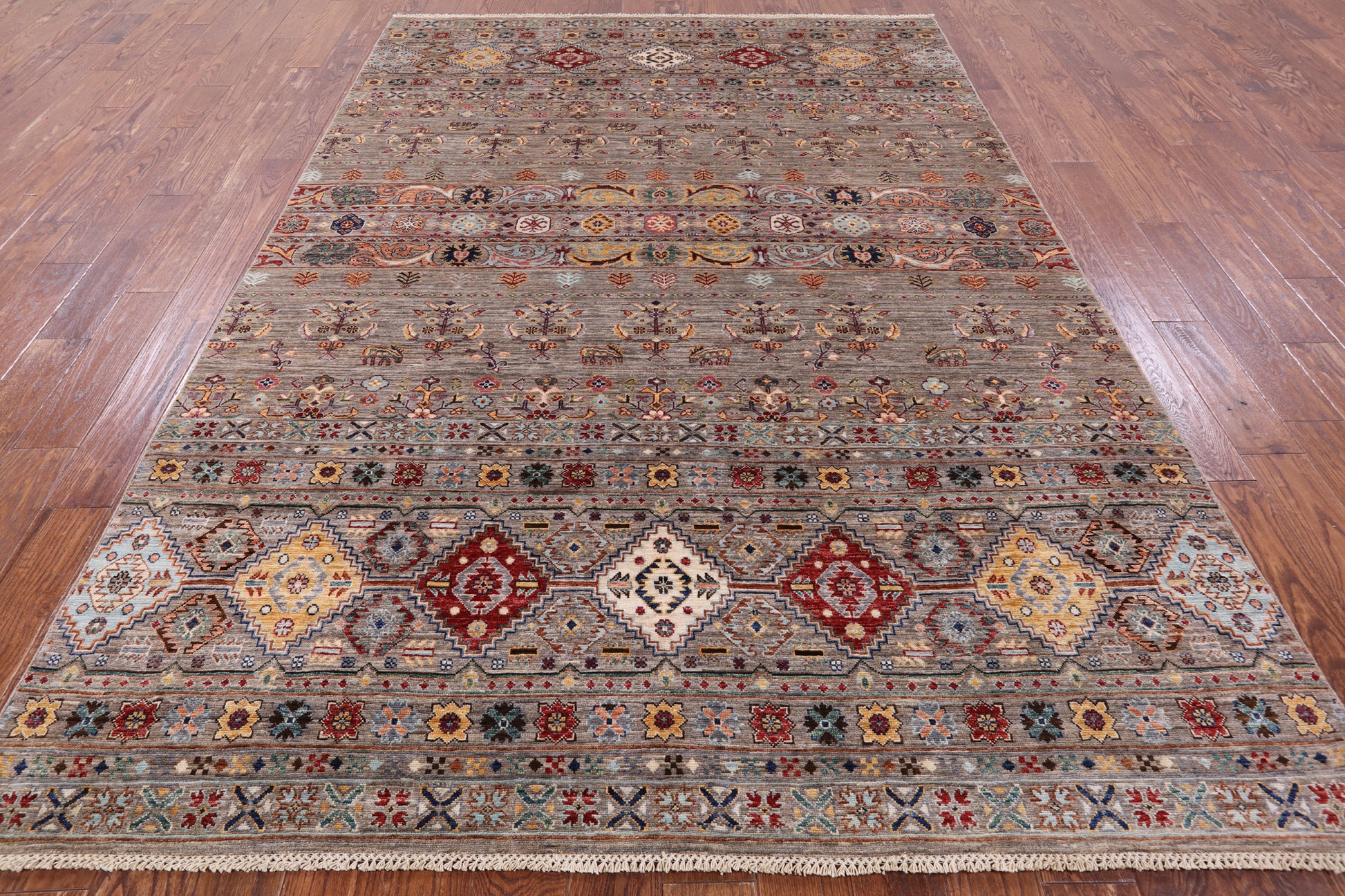 Khorjin Persian Gabbeh Handmade Wool Rug - 6' 8" X 9' 10" - Golden Nile