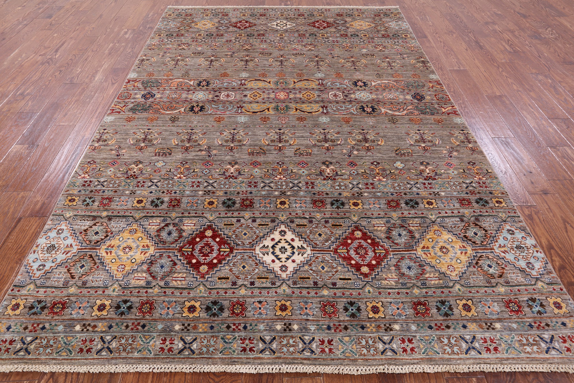 Khorjin Persian Gabbeh Handmade Wool Rug - 6' 8" X 9' 10" - Golden Nile