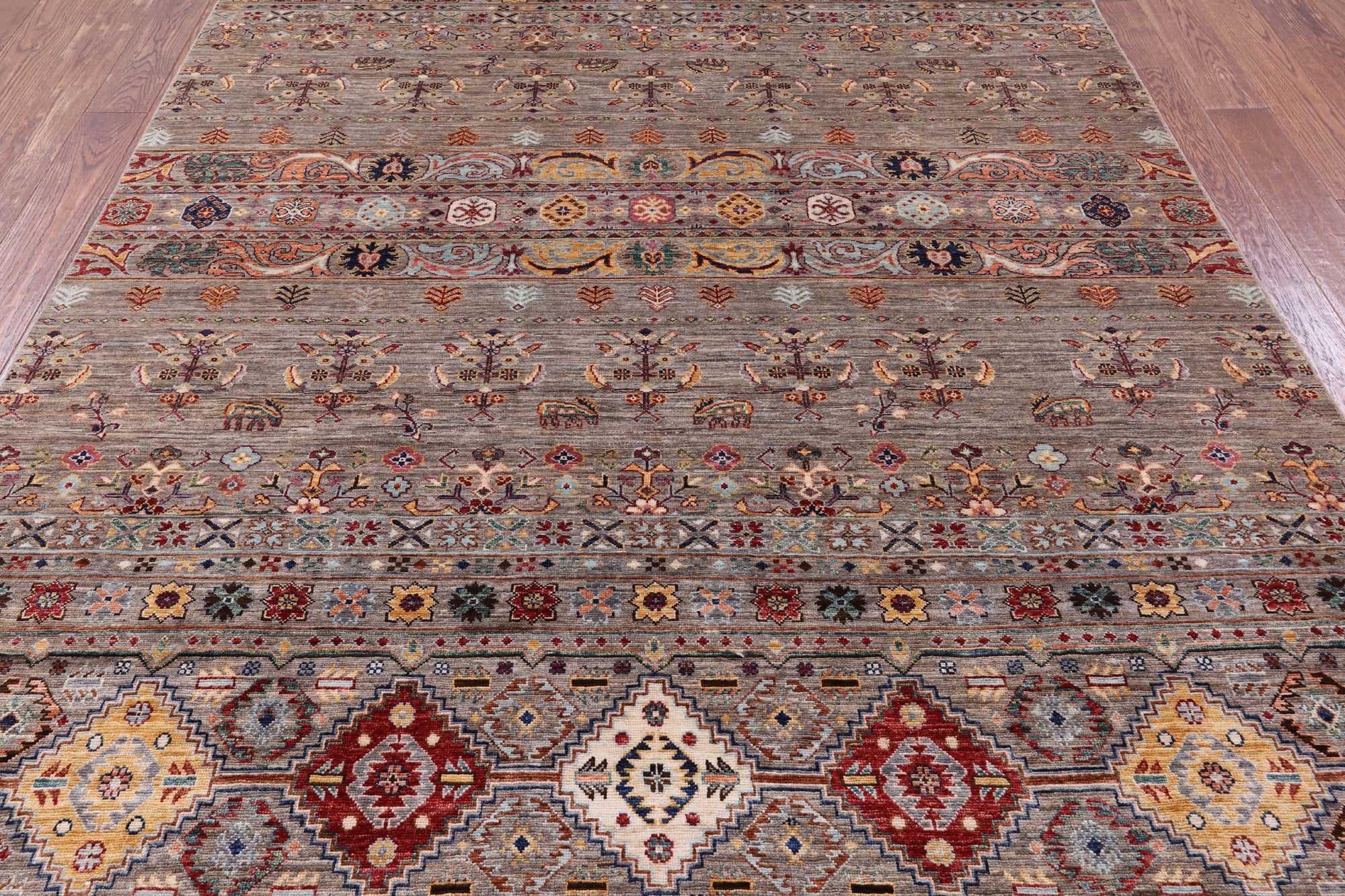Khorjin Persian Gabbeh Handmade Wool Rug - 6' 8" X 9' 10" - Golden Nile