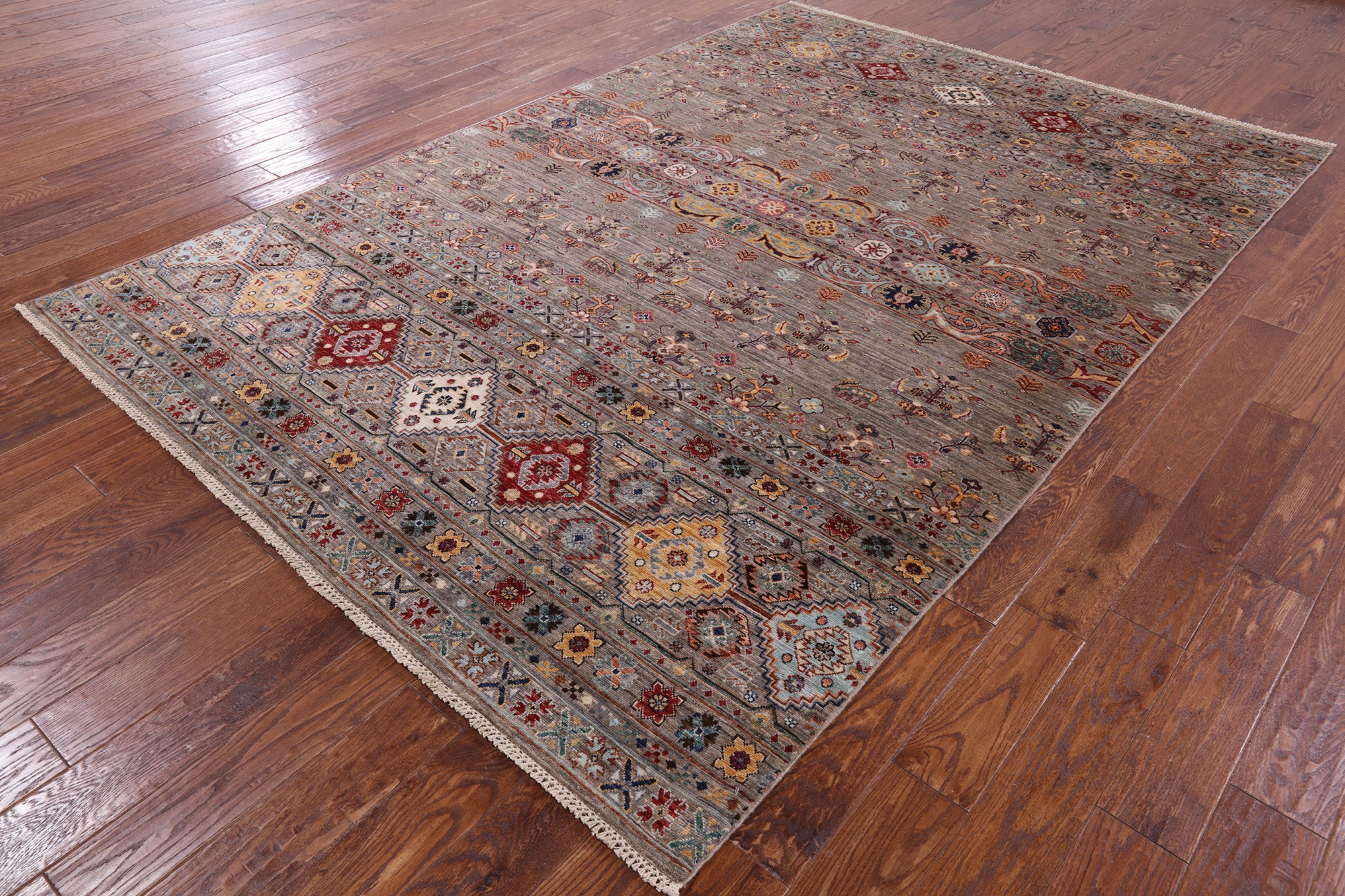 Khorjin Persian Gabbeh Handmade Wool Rug - 6' 8" X 9' 10" - Golden Nile
