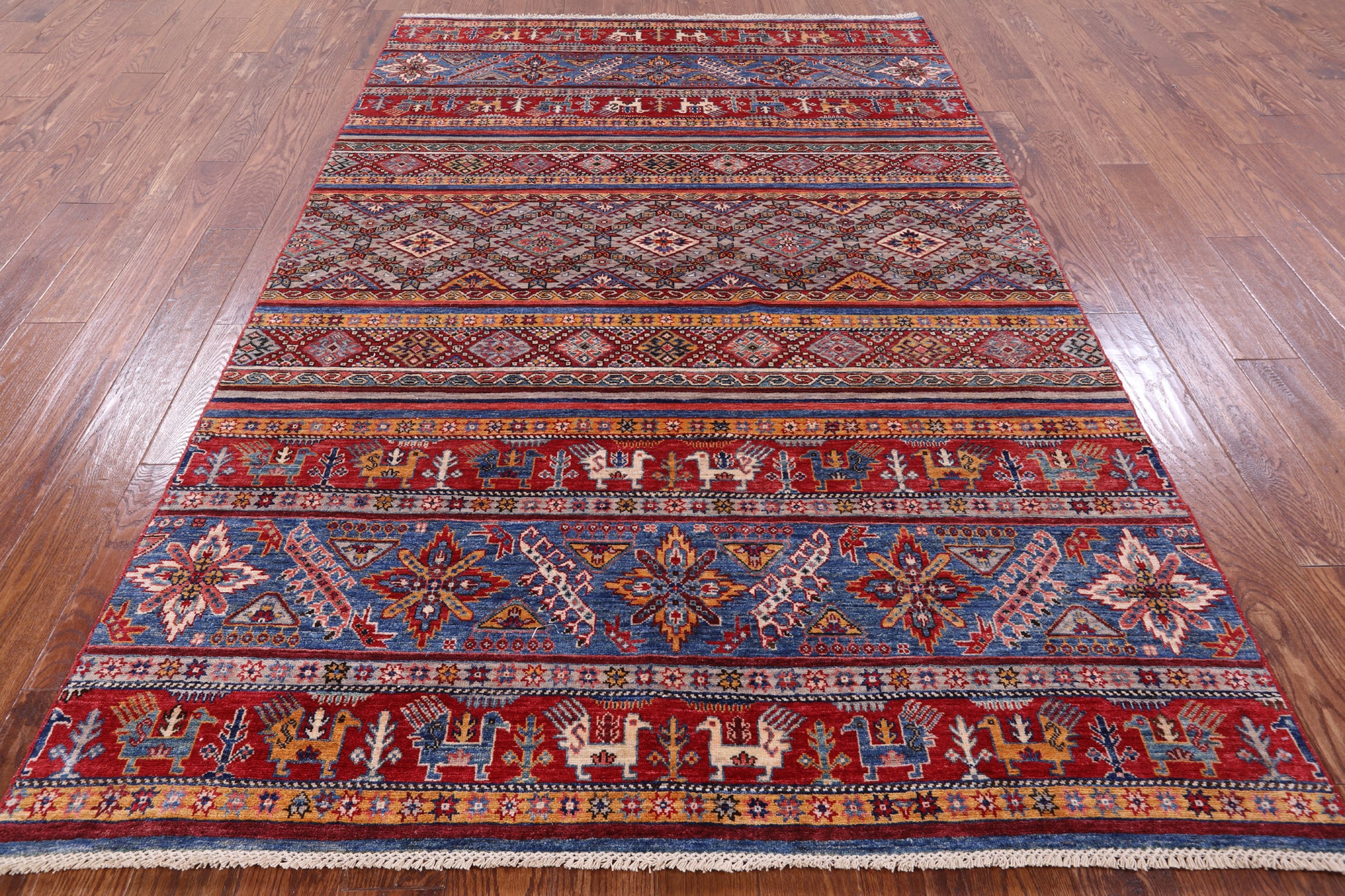 Tribal Persian Gabbeh Hand Knotted Wool Rug - 5' 8" X 8' 4" - Golden Nile