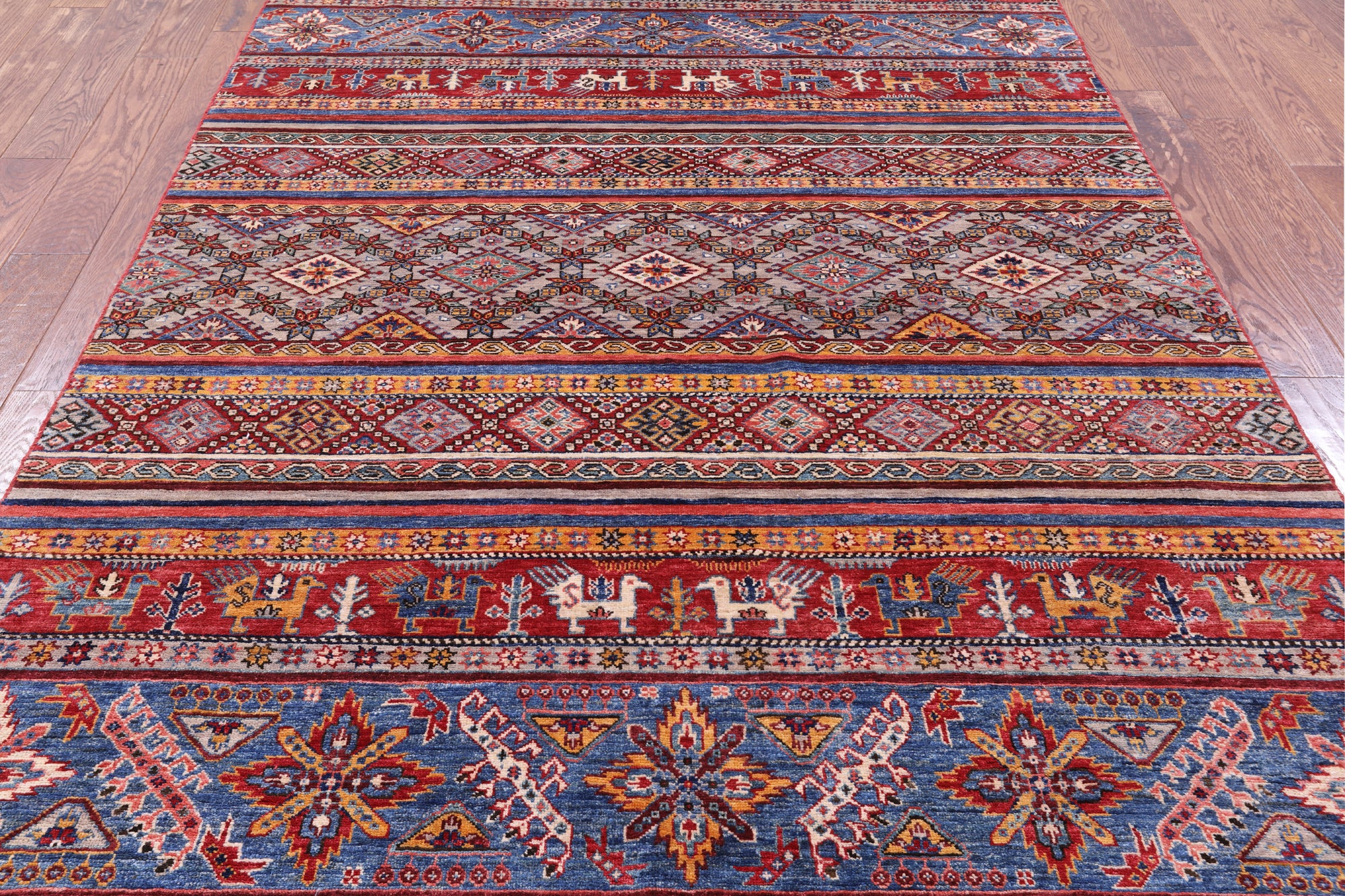 Tribal Persian Gabbeh Hand Knotted Wool Rug - 5' 8" X 8' 4" - Golden Nile