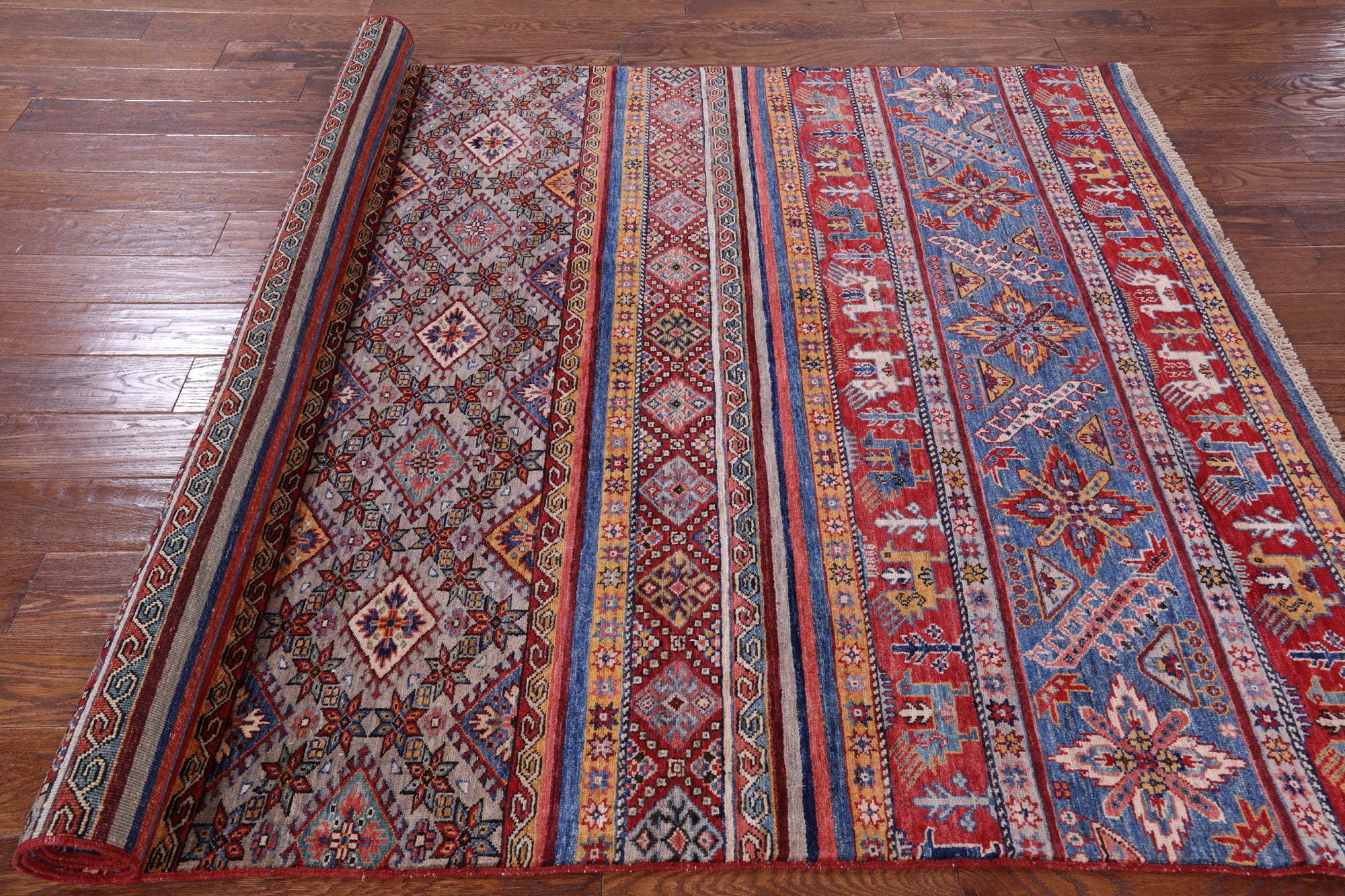 Tribal Persian Gabbeh Hand Knotted Wool Rug - 5' 8" X 8' 4" - Golden Nile