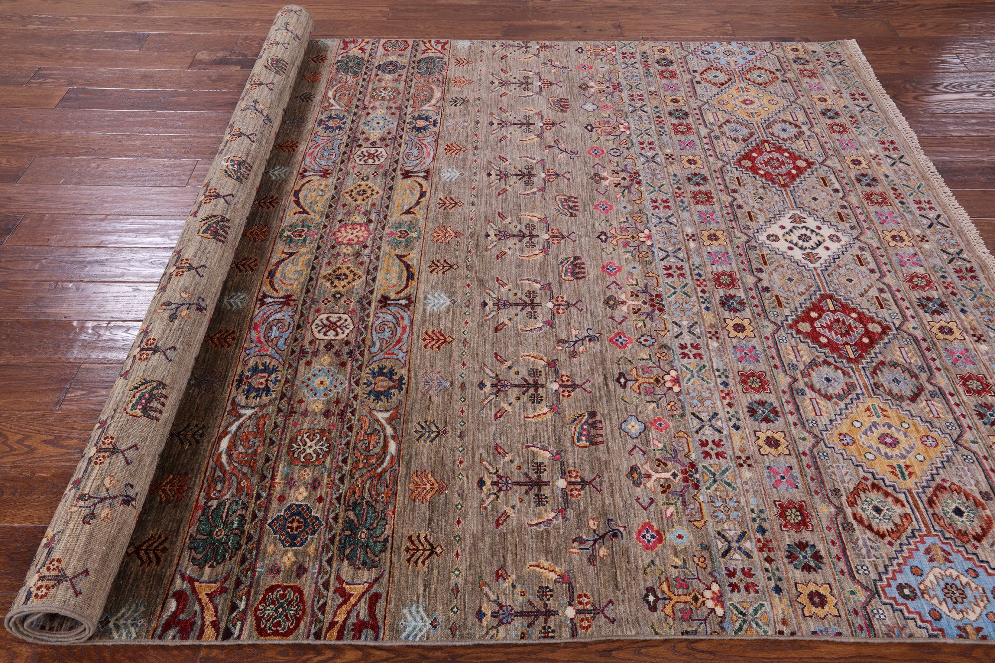 Khorjin Persian Gabbeh Hand Knotted Wool Rug - 6' 10" X 9' 10" - Golden Nile
