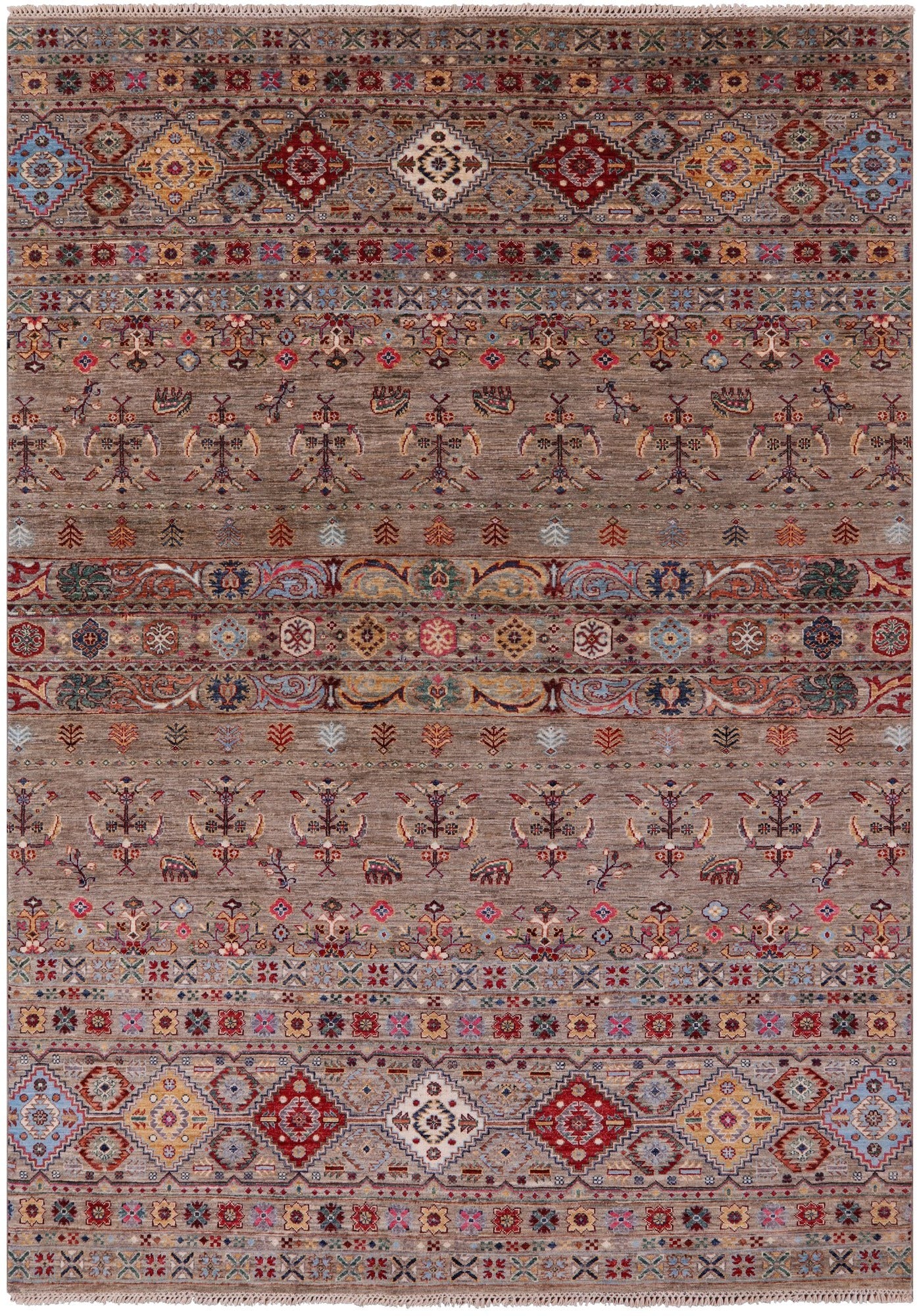 Khorjin Persian Gabbeh Hand Knotted Wool Rug - 6' 10" X 9' 10" - Golden Nile
