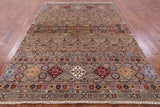 Khorjin Persian Gabbeh Hand Knotted Wool Rug - 6' 10" X 9' 10" - Golden Nile