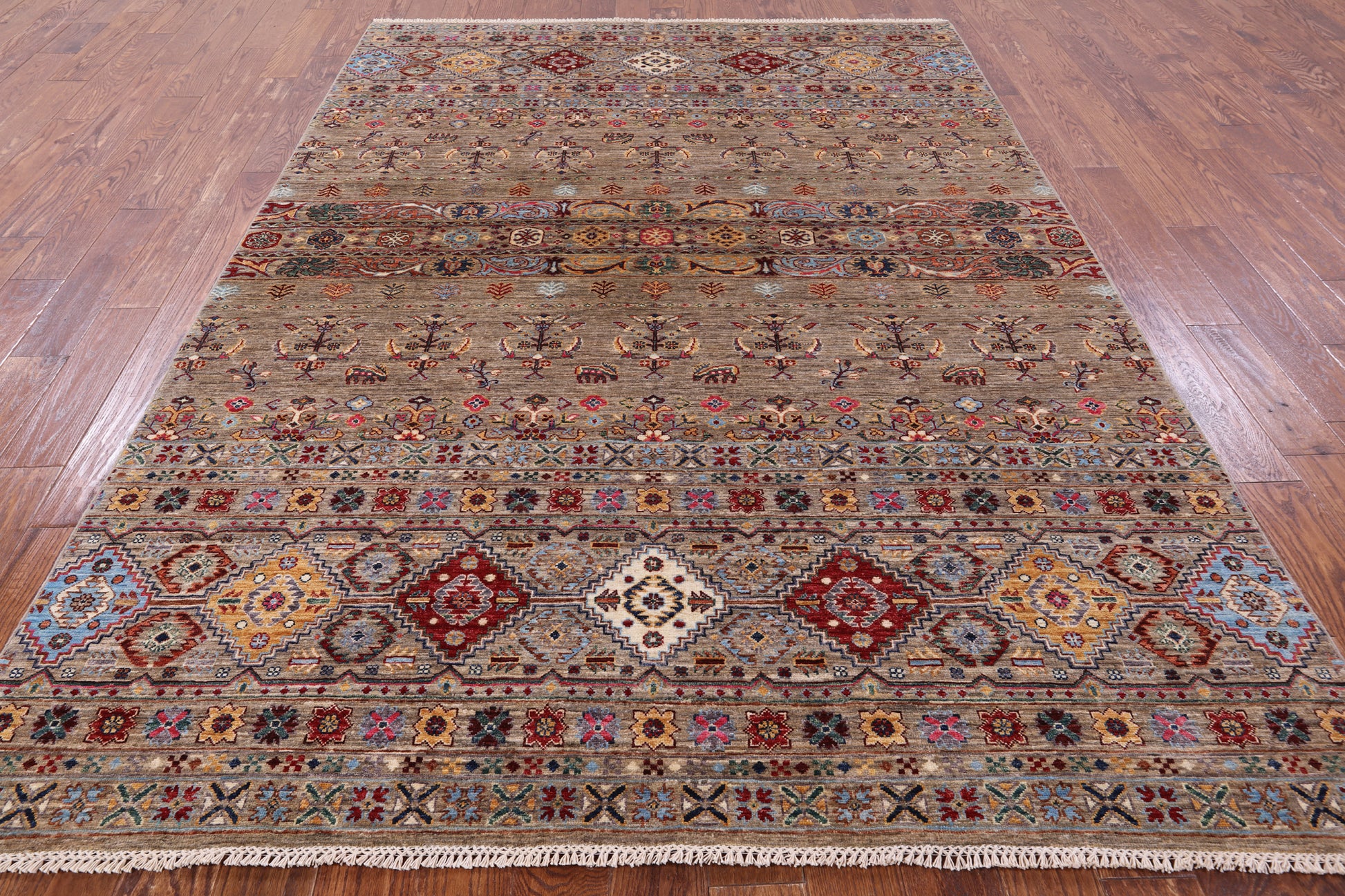 Khorjin Persian Gabbeh Hand Knotted Wool Rug - 6' 10" X 9' 10" - Golden Nile