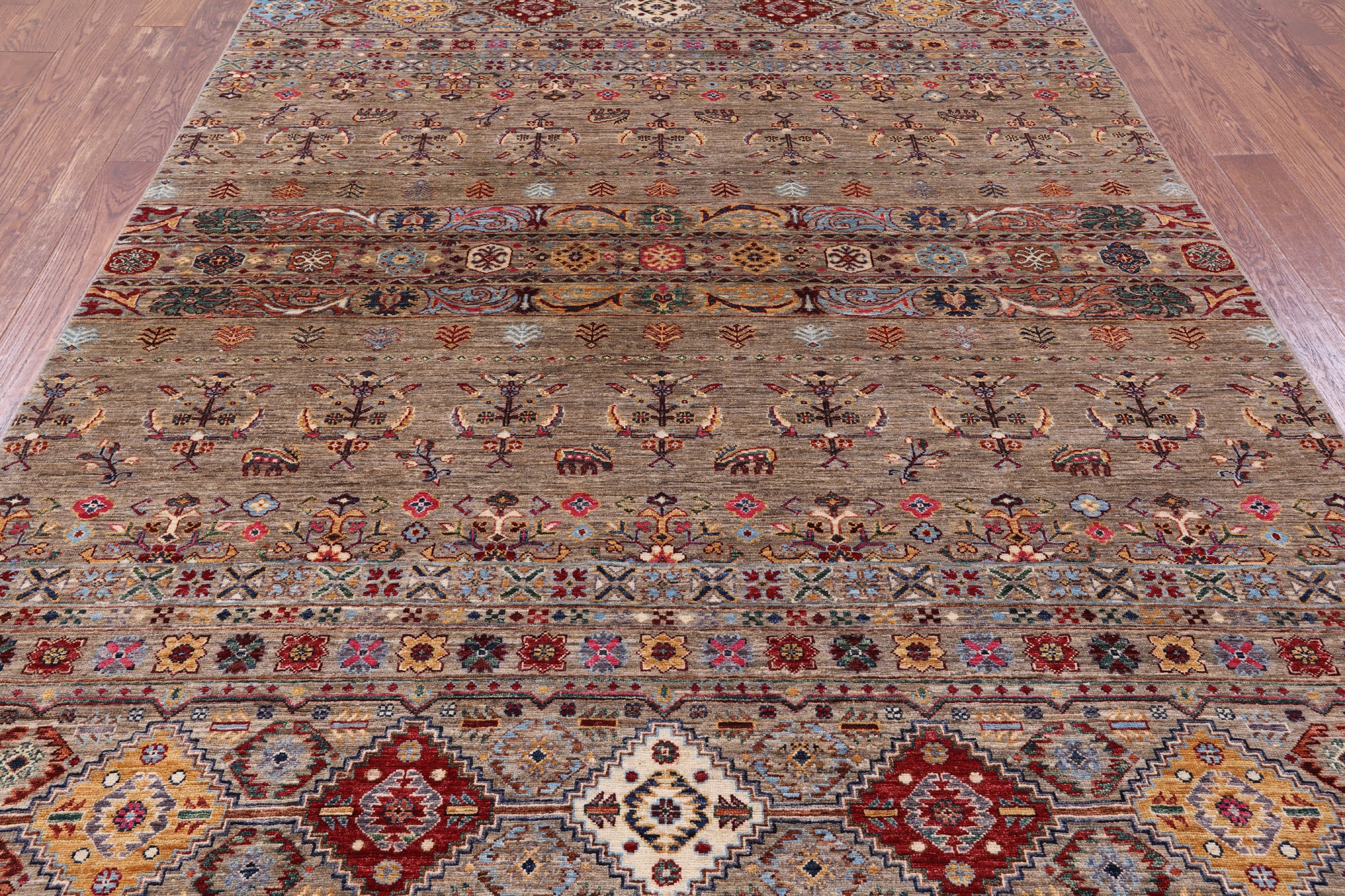 Khorjin Persian Gabbeh Hand Knotted Wool Rug - 6' 10" X 9' 10" - Golden Nile