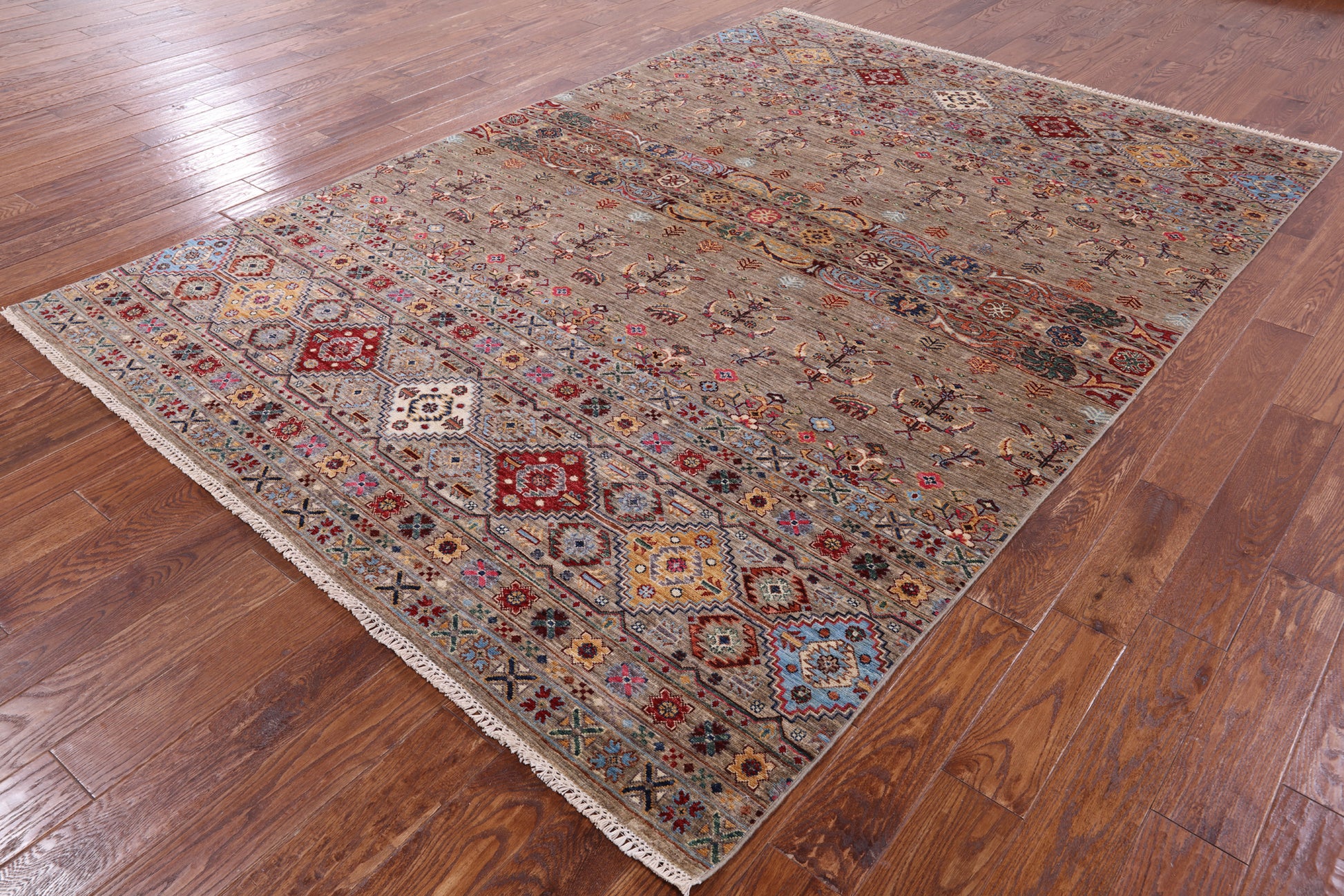 Khorjin Persian Gabbeh Hand Knotted Wool Rug - 6' 10" X 9' 10" - Golden Nile