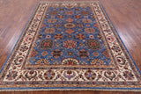 Blue Peshawar Hand Knotted Wool Rug - 6' 9" X 9' 6" - Golden Nile
