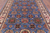 Blue Peshawar Hand Knotted Wool Rug - 6' 9" X 9' 6" - Golden Nile
