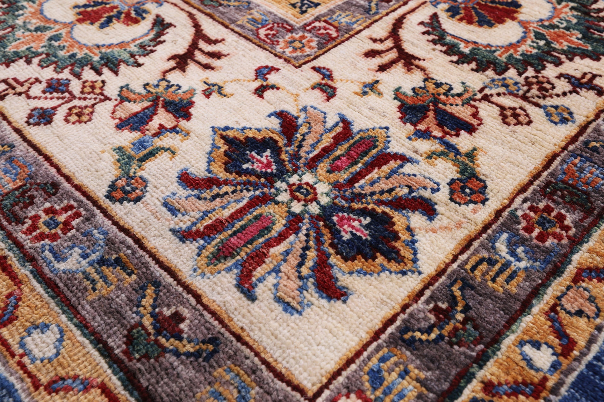 Blue Peshawar Hand Knotted Wool Rug - 6' 9" X 9' 6" - Golden Nile