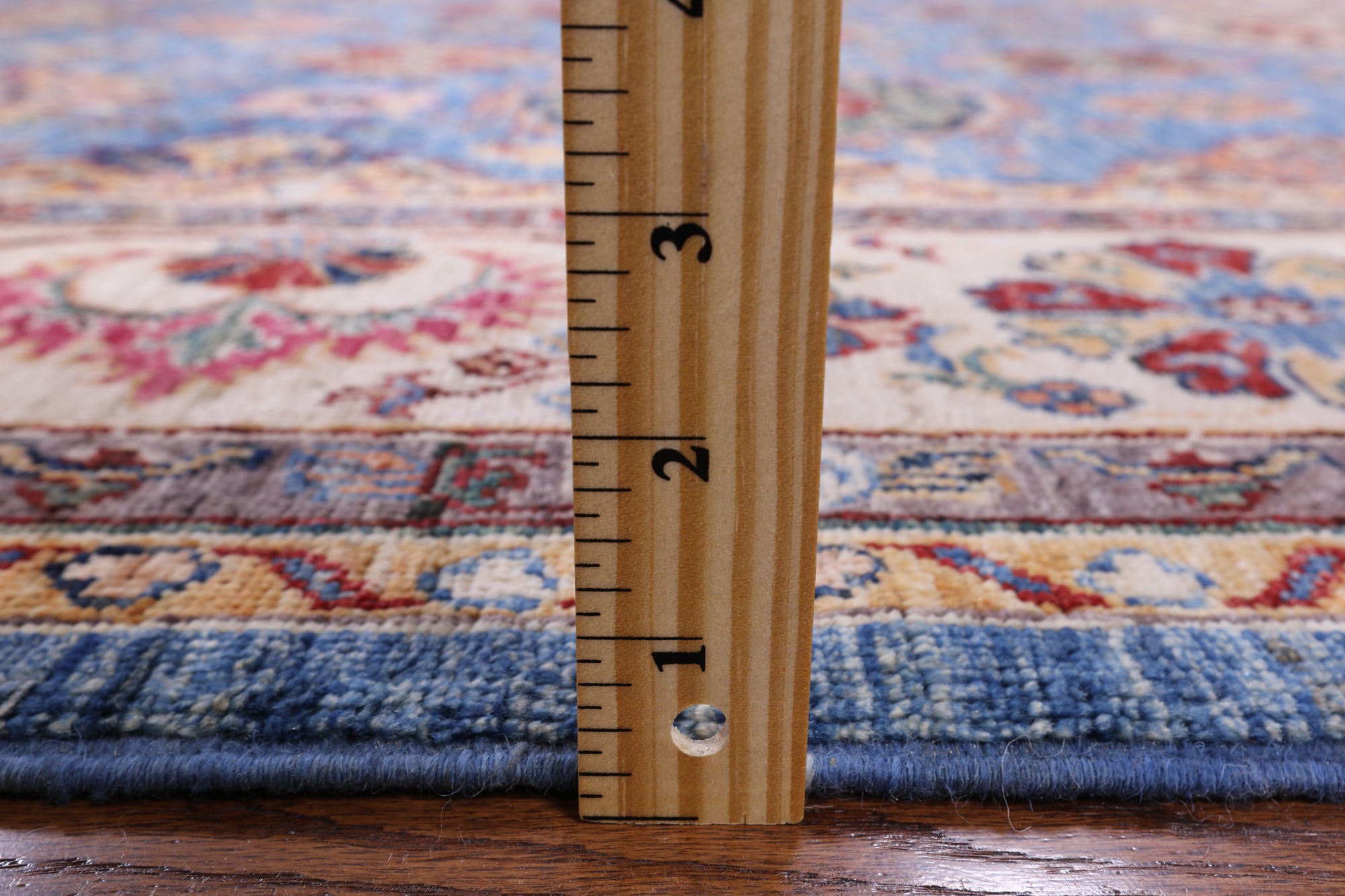 Blue Peshawar Hand Knotted Wool Rug - 6' 9" X 9' 6" - Golden Nile