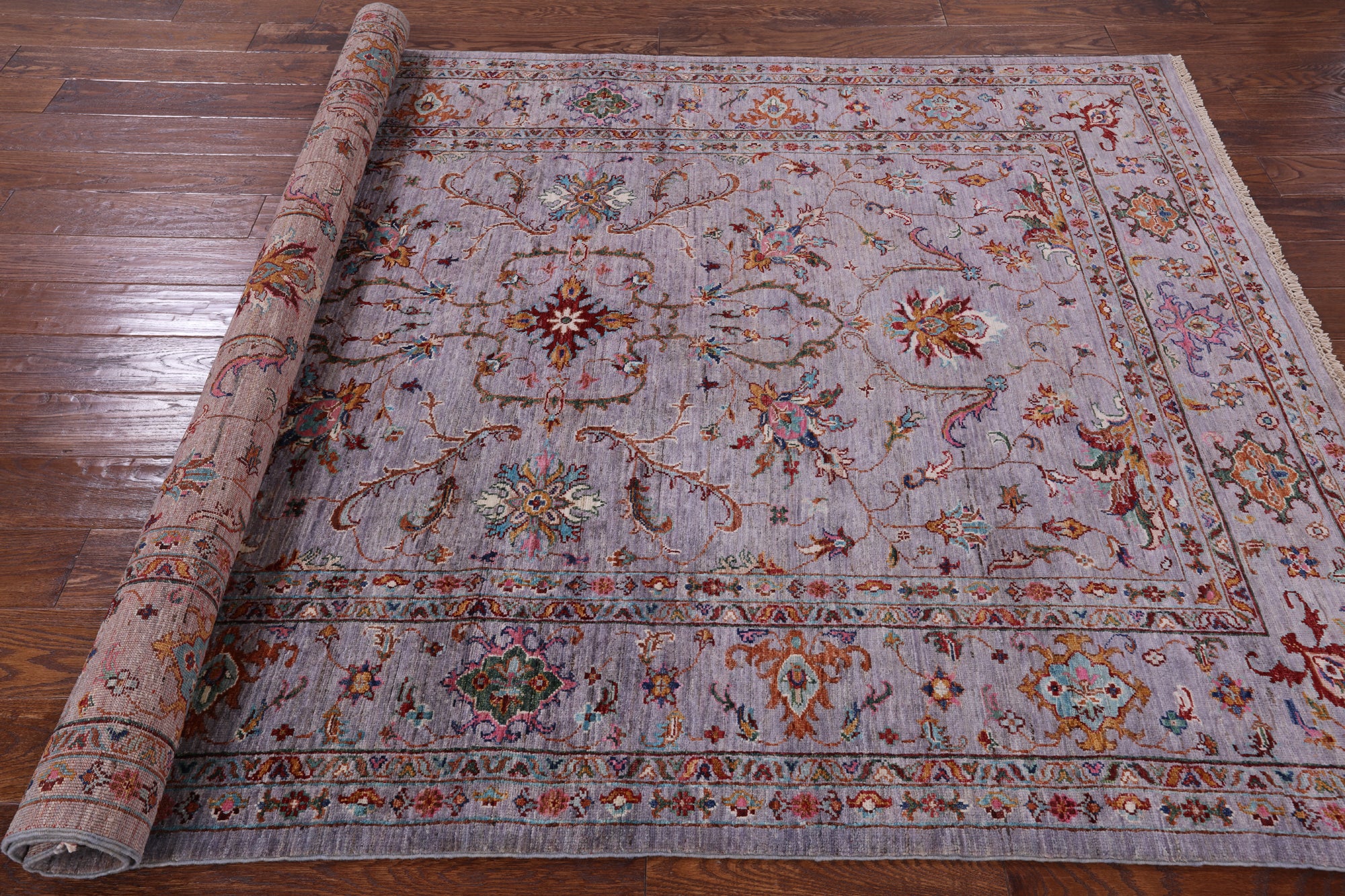 Grey Peshawar Hand Knotted Wool Rug - 5' 8" X 7' 9" - Golden Nile