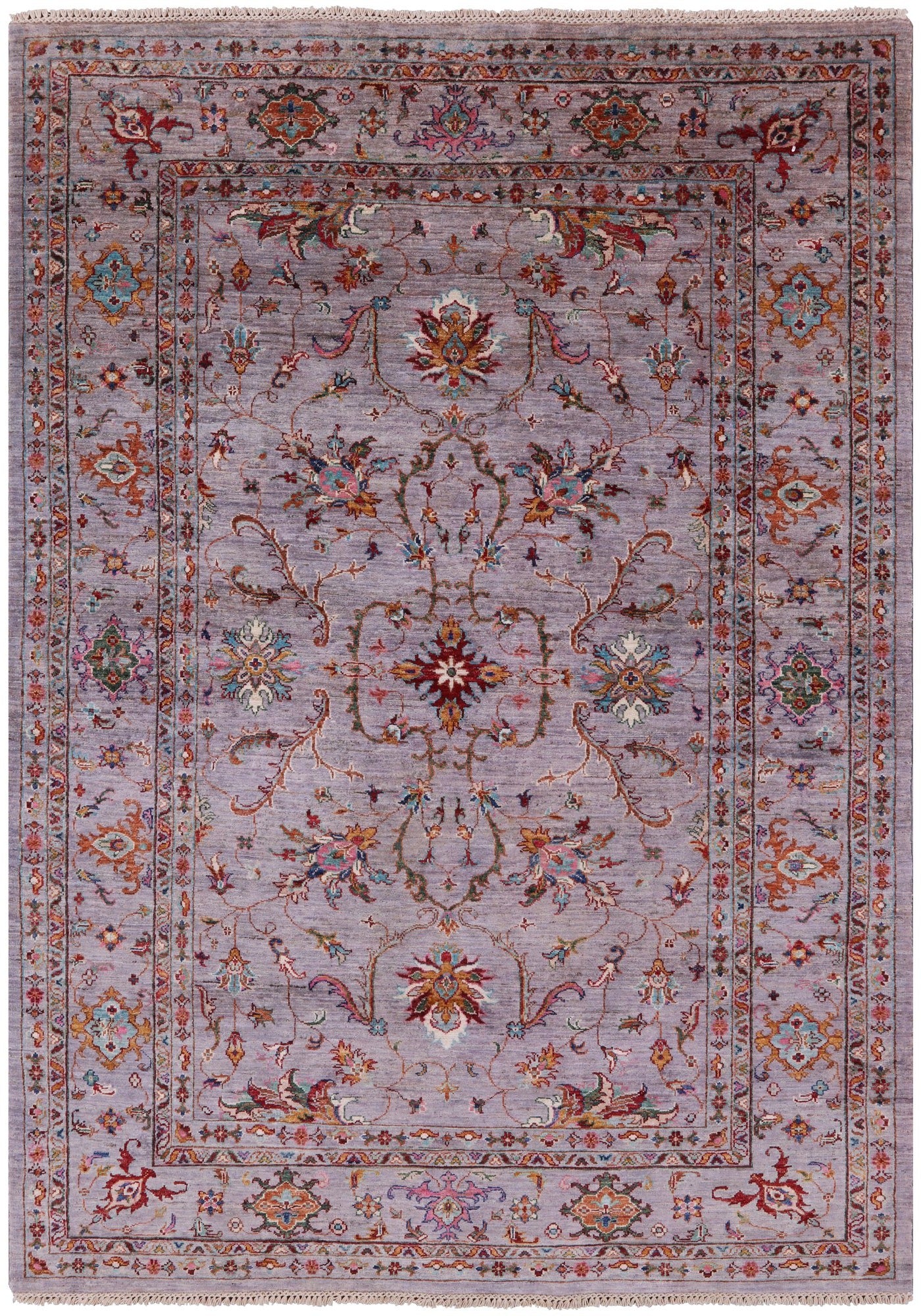 Grey Peshawar Hand Knotted Wool Rug - 5' 8" X 7' 9" - Golden Nile
