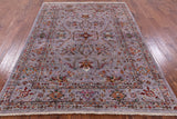 Grey Peshawar Hand Knotted Wool Rug - 5' 8" X 7' 9" - Golden Nile