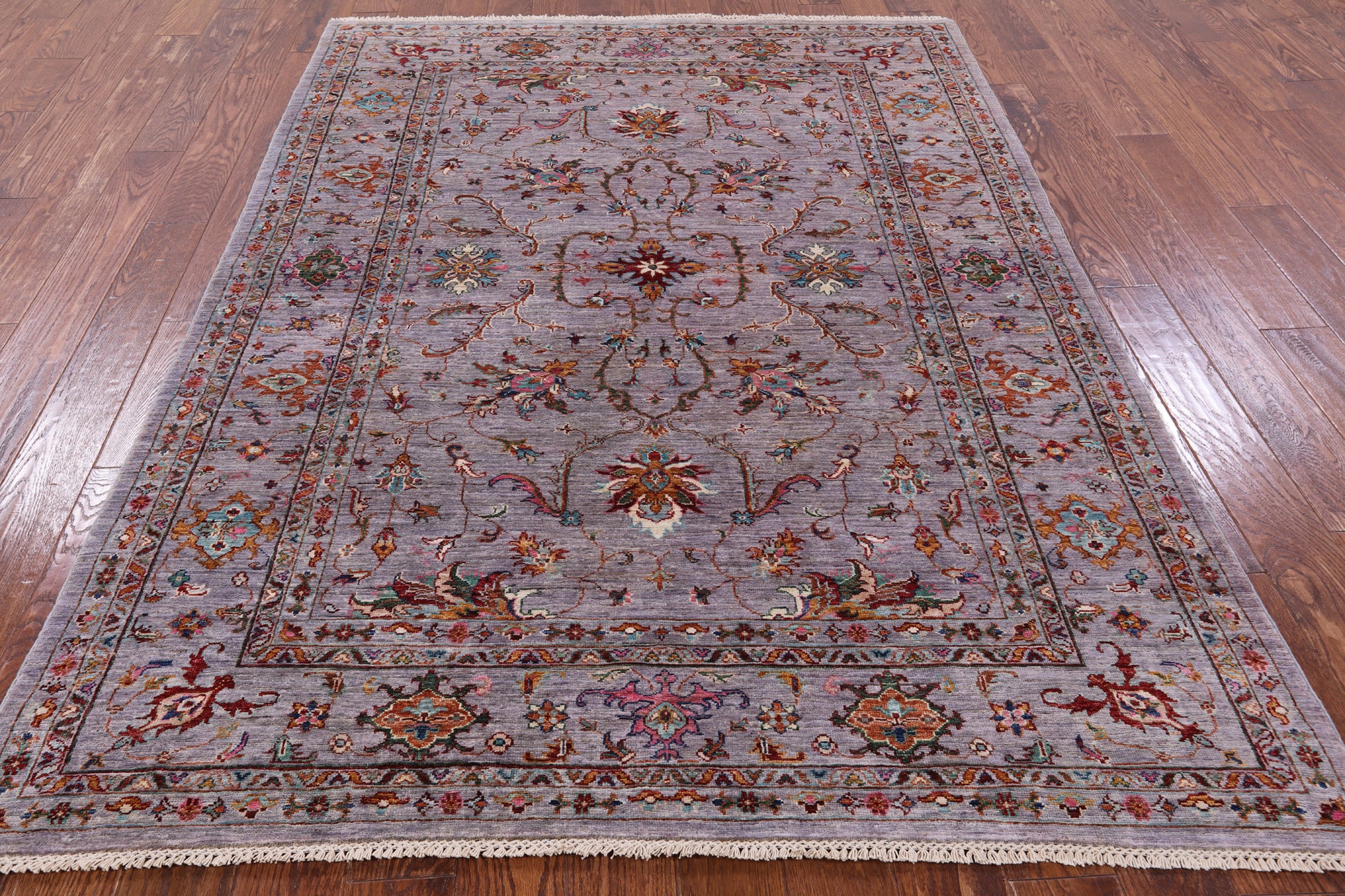 Grey Peshawar Hand Knotted Wool Rug - 5' 8" X 7' 9" - Golden Nile