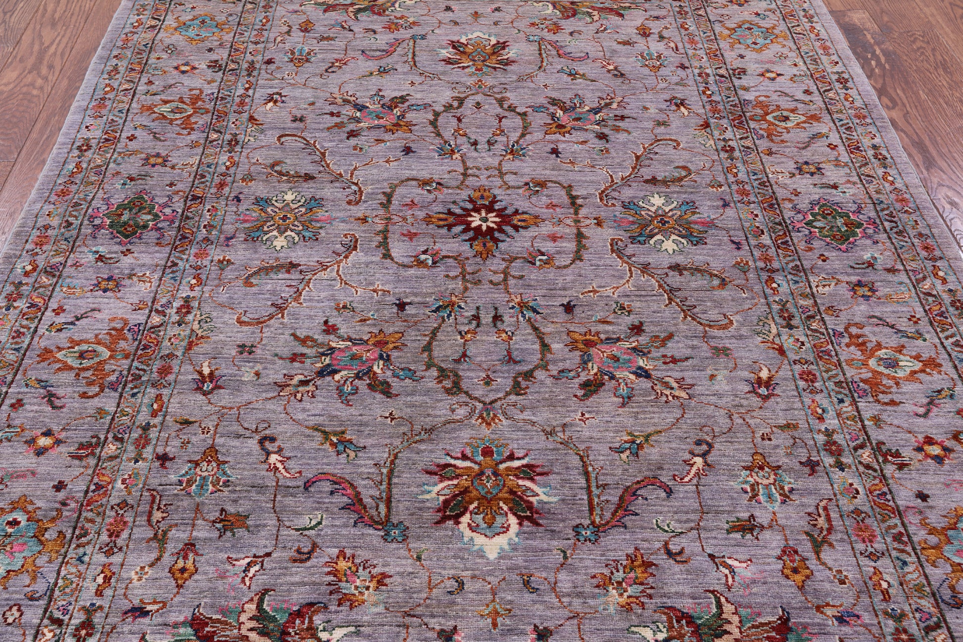 Grey Peshawar Hand Knotted Wool Rug - 5' 8" X 7' 9" - Golden Nile