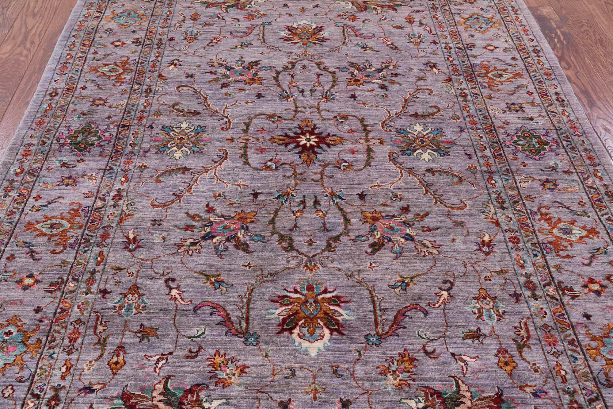 Grey Peshawar Hand Knotted Wool Rug - 5' 8" X 7' 9" - Golden Nile
