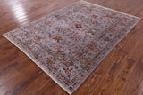 Grey Peshawar Hand Knotted Wool Rug - 5' 8" X 7' 9" - Golden Nile