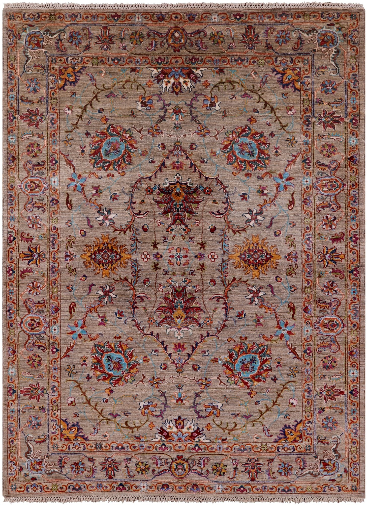 Peshawar Hand Knotted Wool Rug - 5' 7" X 7' 9" - Golden Nile