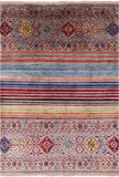 Khorjin Persian Gabbeh Handmade Wool Rug - 5' 7" X 7' 9" - Golden Nile