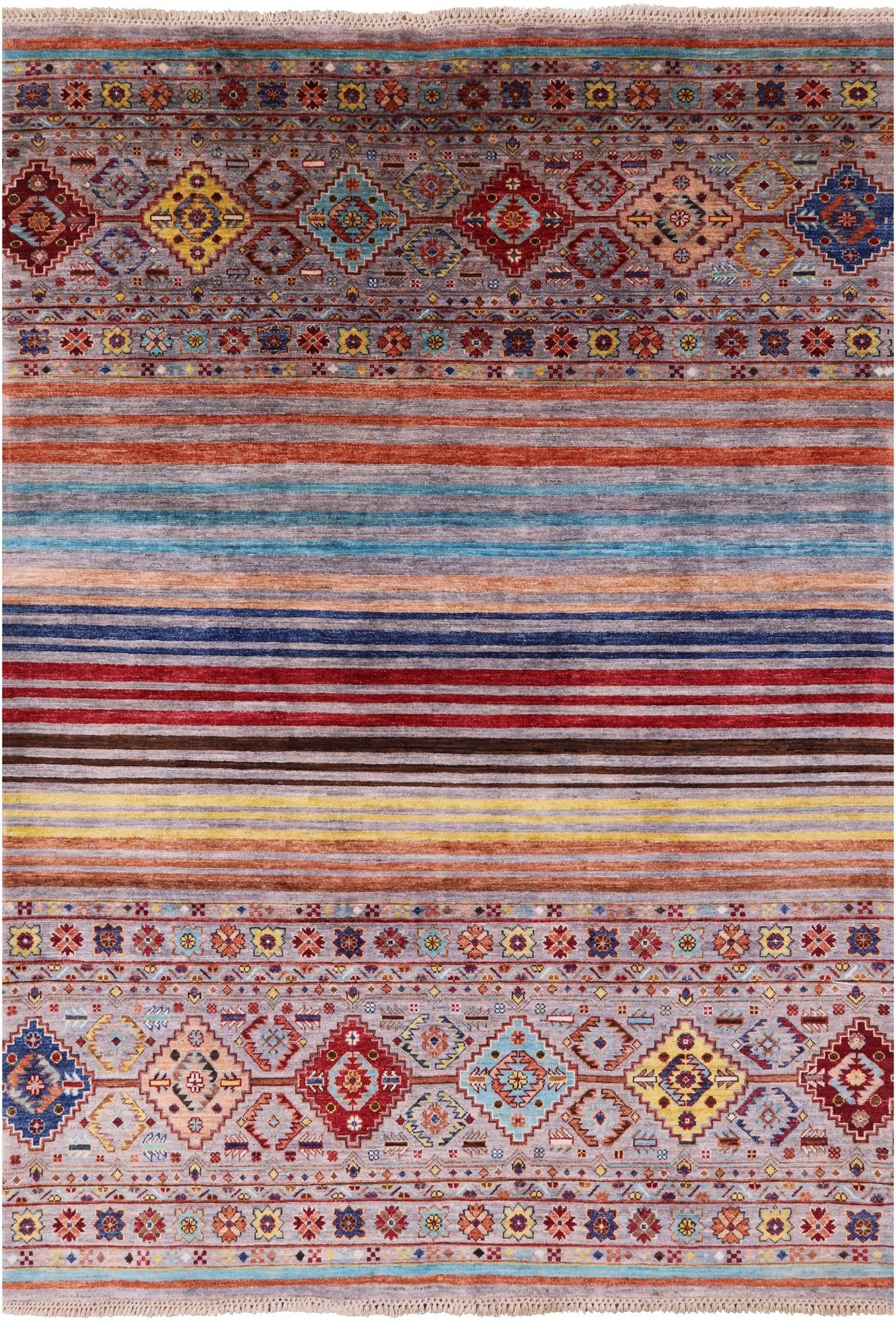 Khorjin Persian Gabbeh Handmade Wool Rug - 5' 7" X 7' 9" - Golden Nile