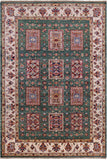 Green Super Kazak Handmade Wool Rug - 6' 8" X 9' 10" - Golden Nile