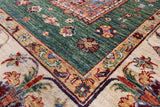 Green Super Kazak Handmade Wool Rug - 6' 8" X 9' 10" - Golden Nile