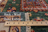 Green Super Kazak Handmade Wool Rug - 6' 8" X 9' 10" - Golden Nile