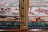 Green Super Kazak Handmade Wool Rug - 6' 8" X 9' 10" - Golden Nile