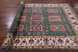 Green Super Kazak Handmade Wool Rug - 6' 8" X 9' 10" - Golden Nile