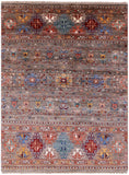 Khorjin Persian Gabbeh Hand Knotted Wool Rug - 5' 1" X 6' 7" - Golden Nile