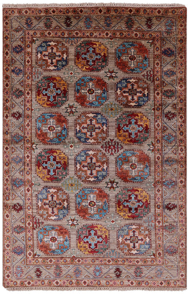Turkmen Ersari Handmade Wool Rug - 3' 11" X 5' 11" - Golden Nile