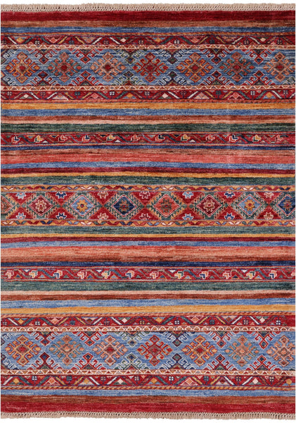 Khorjin Persian Gabbeh Handmade Wool Rug - 3' 8" X 4' 11" - Golden Nile
