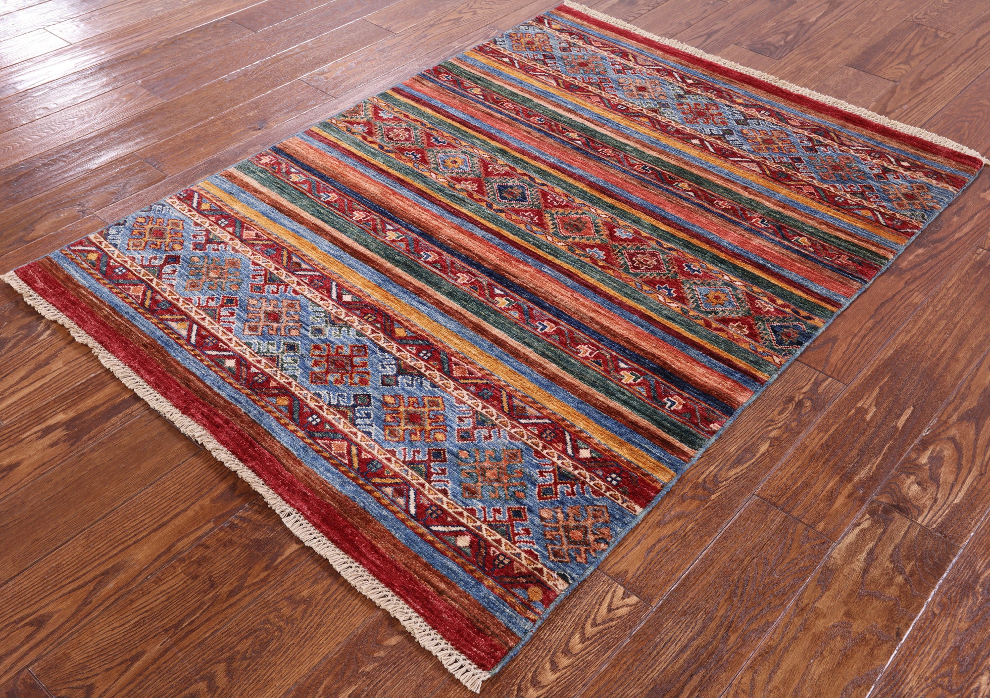 Khorjin Persian Gabbeh Handmade Wool Rug - 3' 8" X 4' 11" - Golden Nile