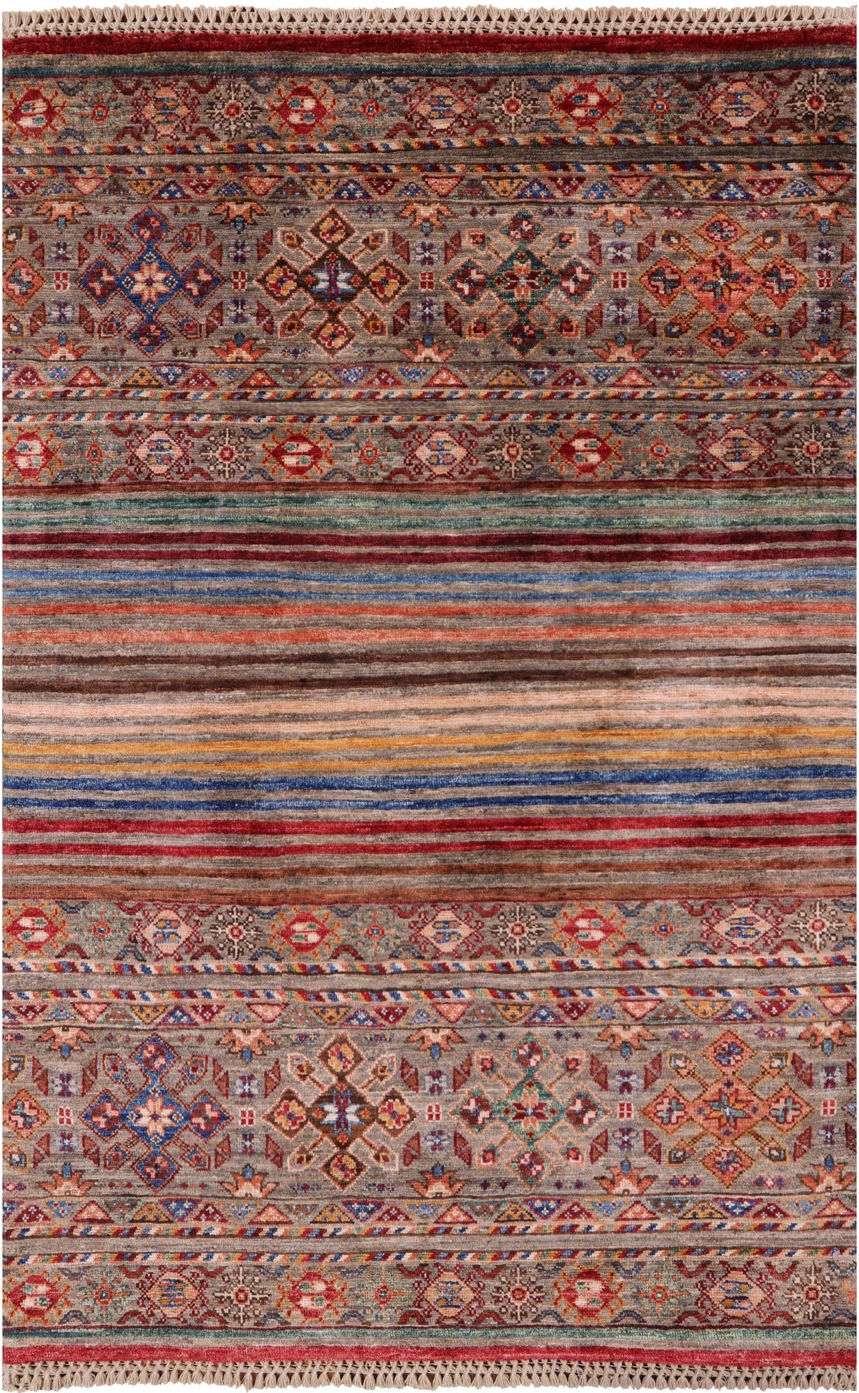 Khorjin Persian Gabbeh Handmade Wool Rug - 3' 4" X 4' 11" - Golden Nile